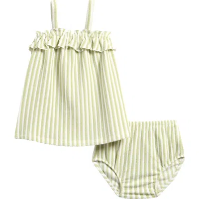 Petit Lem Babies'  Fern Stripe Terry Cloth Dress & Bloomers Set In Multi