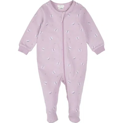 Petit Lem Babies'  Fitted Stretch Organic Cotton Footie Pajamas In Purple