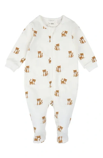 Petit Lem Babies'  Fitted Stretch Organic Cotton Footie Pajamas In White