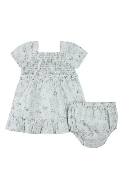 Petit Lem Babies'  Floral Smocked Bodice Cotton Sundress With Bloomers In Gray