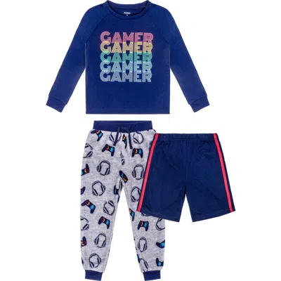 Petit Lem Kids'  Gamer Print 3-piece Pajama Set In Multi