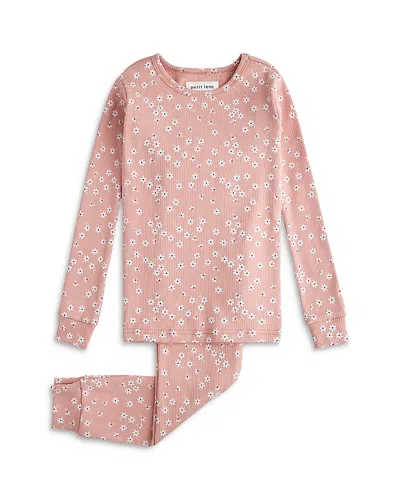 Petit Lem Kids' Autumn Garden Cotton Fitted Two-piece Pajamas In Pink