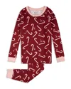 Petit Lem Girls' Candy Cane Print Pajama Set - Little Kid In Red