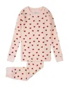 Petit Lem Girls' Hearts Print Thermal Pajama Set - Little Kid In Pink