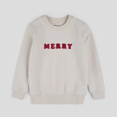 Petit Lem Kids' Girls' Merry Varsity Knit Sweatshirt In Beige In Neutral