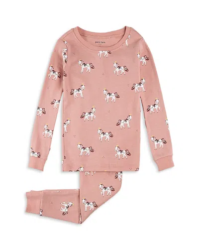 Petit Lem Girls' Royal Horses Print Pajama Set - Little Kid In Pink