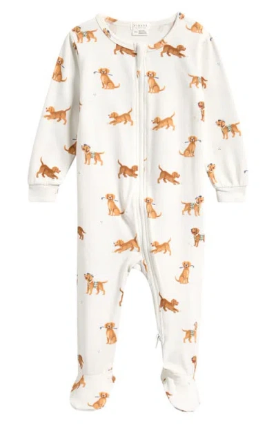 Petit Lem Babies'  Golf Pups Organic Cotton Blend Footie In Multi