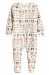 Petit Lem Holiday Treats Fair Isle Fitted Footie Pajamas In Neutral