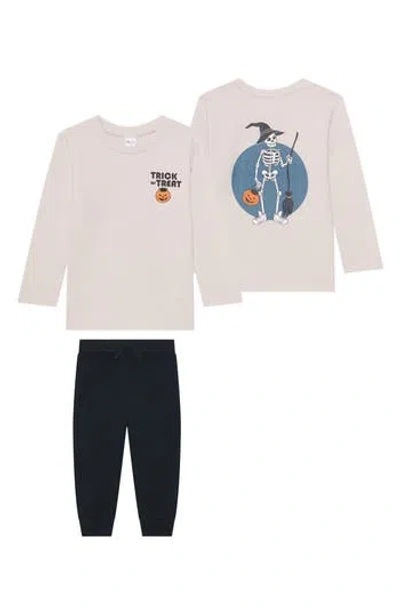 Petit Lem Kids' 2-piece Graphic Long Sleeve & Joggers Set In Neutral