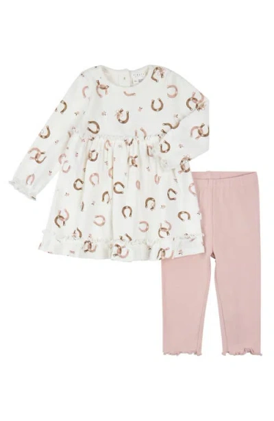 Petit Lem Babies'  Kids' 2-piece Dress & Leggings Set In White