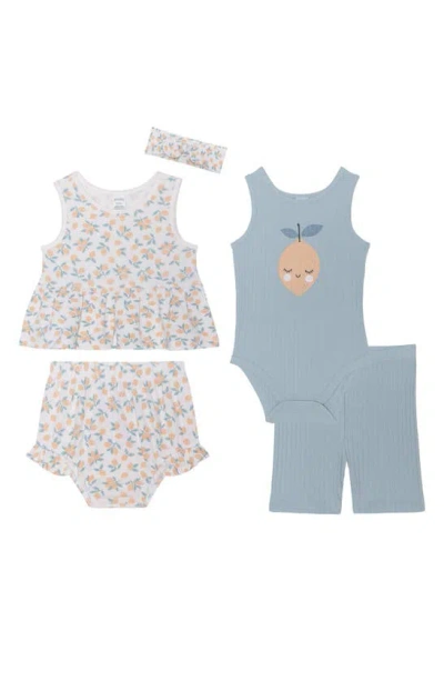 Petit Lem Babies' Kids' 4-piece Outfit Set In Blue Lemon