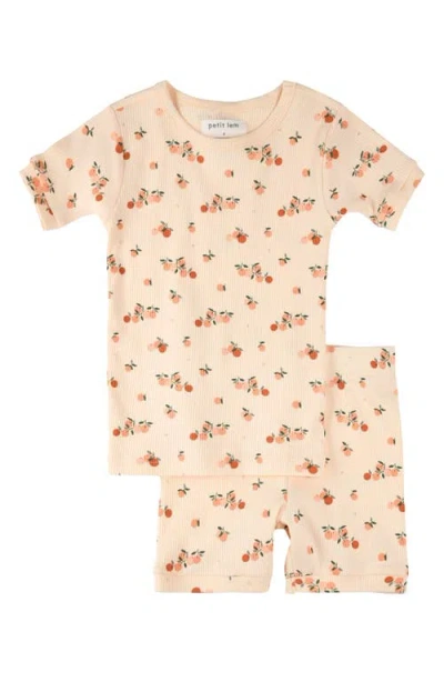 Petit Lem Kids' Argumes Cotton Rib Fitted Two-piece Short Pajamas