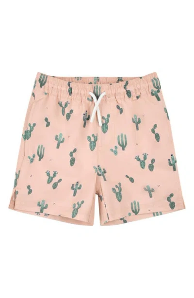 Petit Lem Babies'  Kids' Cactus Print Swim Trunks In Pink
