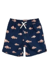 Petit Lem Kids' Clownfish Print Swim Trunks In Navy