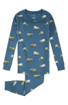 Petit Lem Boys' Construction Truck Print Pajama Set - Little Kid In Blue