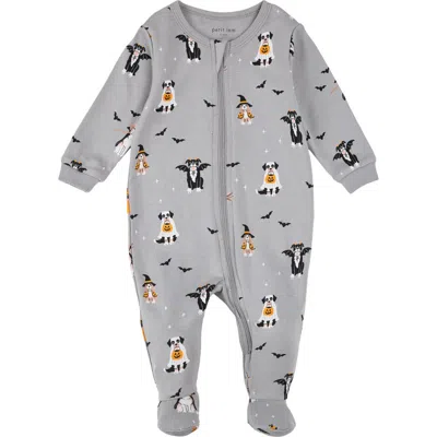 Petit Lem Kids' Cotton Footed Sleeper In Gray
