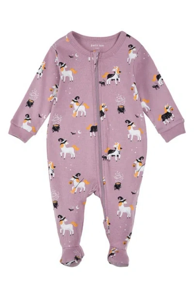 Petit Lem Kids' Cotton Footed Sleeper In Pink