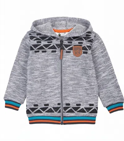 Petit Lem Kids Desert Adventure Knit Hoodie In Grey