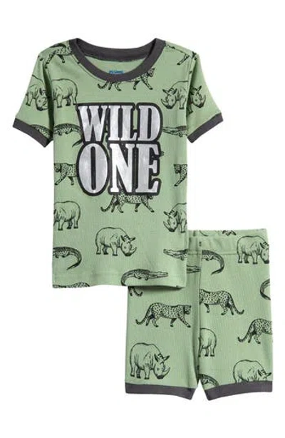 Petit Lem Kids' Dino Print Pajamas In 804 Khaki