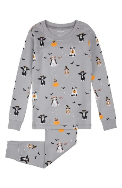 Petit Lem Kids' Dog Halloween 2-piece Pajama Set In Gray