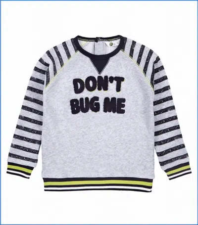Petit Lem Kids Don't Bug Me Knit Sweatshirt In Grey