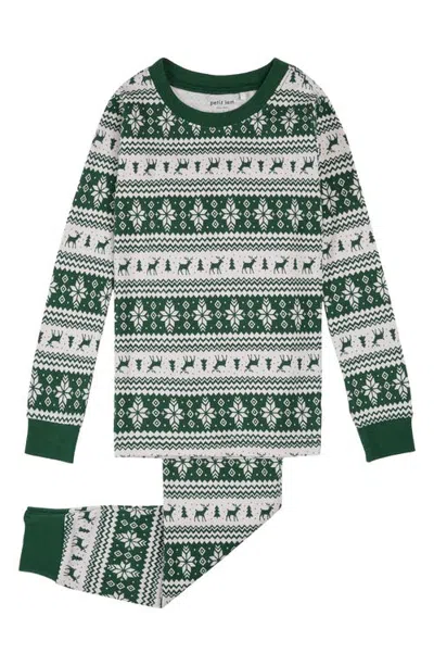 Petit Lem Kids' Fair Isle Pajamas In Green