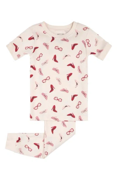 Petit Lem Kids' Fitted Two-piece Organic Cotton Pajamas In Pink
