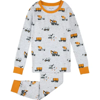 Petit Lem Kids' Fitted Two-piece Organic Cotton Rib Pajamas In White