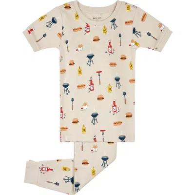 Petit Lem Kids' Fitted Two-piece Organic Cotton Rib Pajamas In Neutral