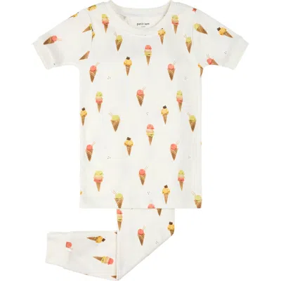 Petit Lem Kids' Fitted Two-piece Organic Cotton Rib Pajamas In Nude