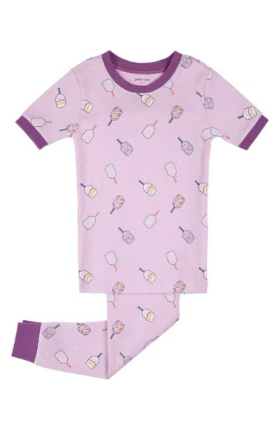 Petit Lem Kids' Fitted Two-piece Organic Cotton Rib Pajamas In Purple