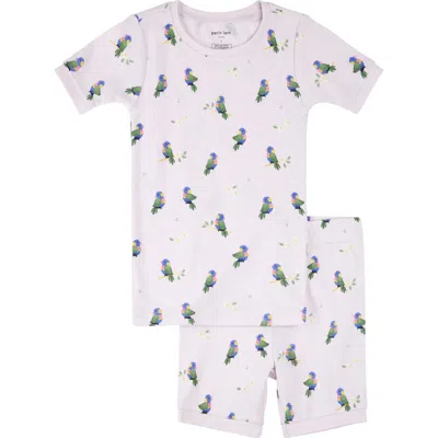 Petit Lem Kids' Fitted Two-piece Organic Cotton Rib Short Pajamas In Purple
