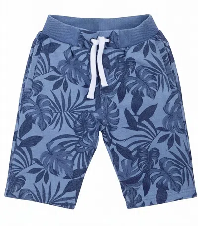 Petit Lem Kids Floral French Terry Shorts In Blue