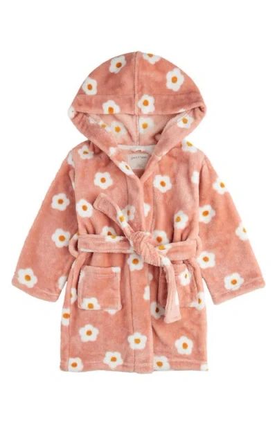 Petit Lem Kids' Floral Plush Hooded Robe In Pink