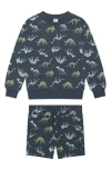 Petit Lem Kids' French Terry Knit Pullover & Shorts Set In Blue