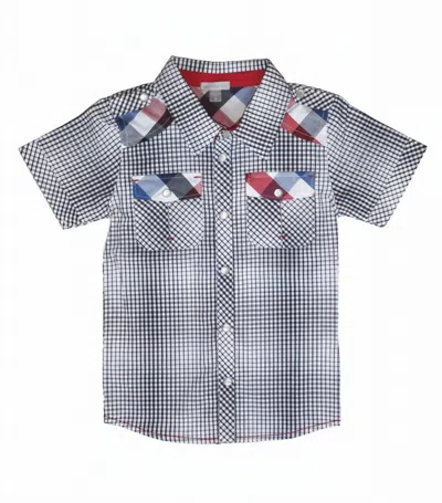 Petit Lem Kids London Plaid Buttoned Shirt In Grey In White
