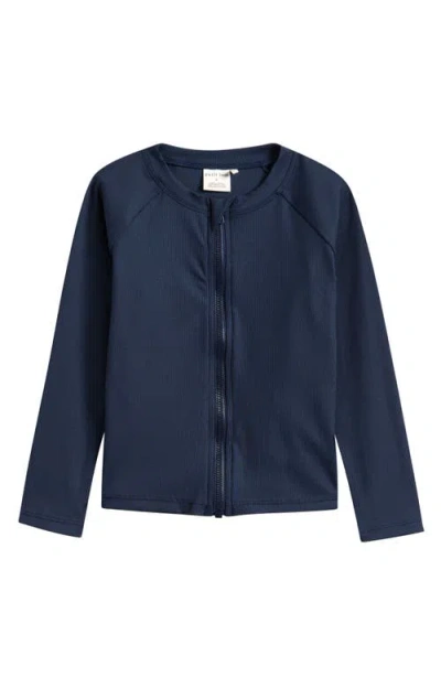 Petit Lem Kids' Long Sleeve Rib Rashguard In Blue
