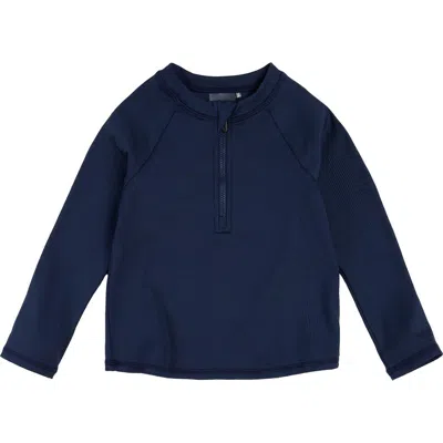 Petit Lem Kids' Long Sleeve Rib Rashguard In Navy