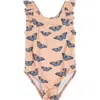 Petit Lem Kids' Monarch One-piece Swimsuit In Coral