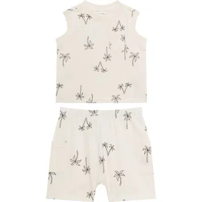 Petit Lem Kids' Palms Tank & Shorts Set In White
