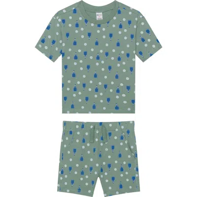 Petit Lem Kids' Pickleball Jersey T-shirt & Shorts Set In Green