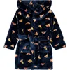 Petit Lem Kids' Pizza Print Hooded Fleece Robe In Black