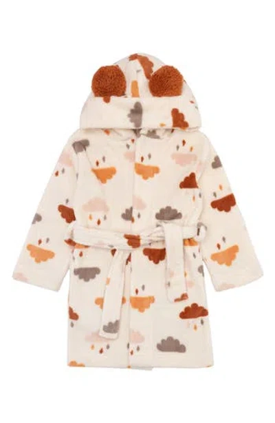 Petit Lem Kids' Pompom Hooded Knit Robe In Clouds