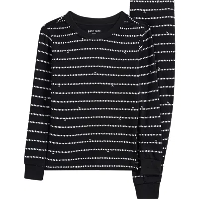 Petit Lem Kids' Print Fitted Cotton Two-piece Pajama Set In Black