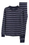 Petit Lem Kids' Print Fitted Cotton Two-piece Pajama Set In Blue