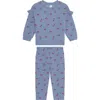 Petit Lem Kids' Print Sweatshirt & Sweatpants Set In Blue