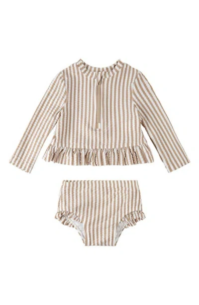 Petit Lem Babies'  Kids' Ruffle Trim Two-piece Swimsuit In Brown