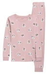 Petit Lem Kids' Snow Globe Print Fitted Two-piece Organic Cotton Pajamas In Pink