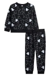 Petit Lem Kids' Snowboard Santa Sweatshirt & Joggers Set In Black
