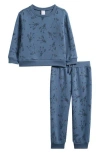 Petit Lem Kids' Snowboard Santa Sweatshirt & Joggers Set In Blue